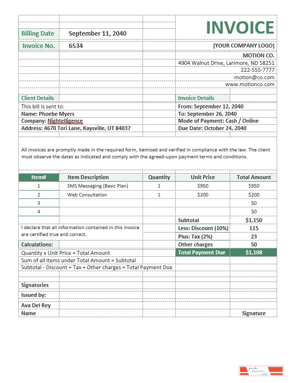 Agency Billing Template PSD template